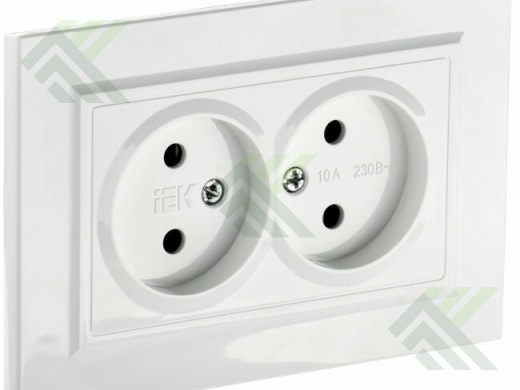 Розетка IEK BRITE бел. 2м. + рамка