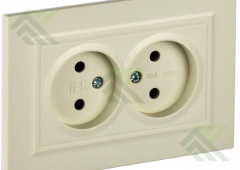 Розетка IEK BRITE беж. 2м. + рамка