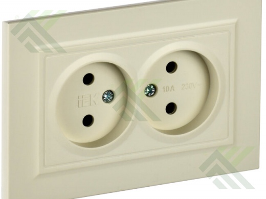 Розетка IEK BRITE беж. 2м. + рамка