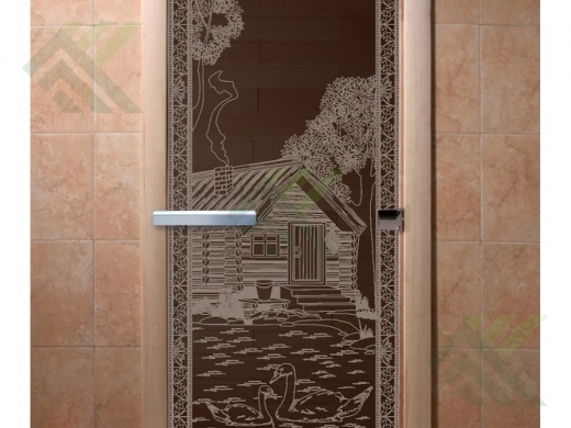 Дверной блок банный стекло ГРАФИТ( DoorWood)  