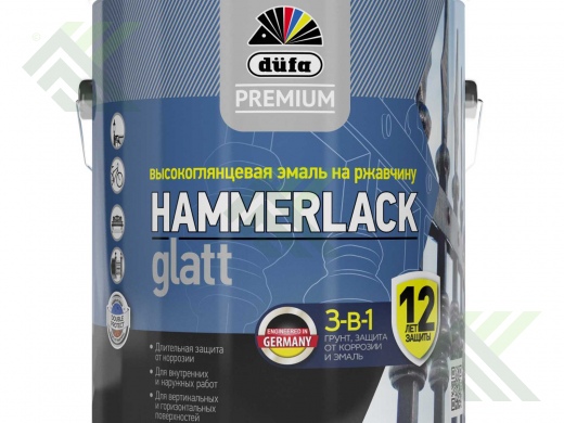 Эмаль по ржавч. ДЮФА PREMIUM HAMMERLACK глад. белая 0,75л