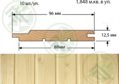 Евровагонка сорт АВ  2,0м (12,5х88(96)мм) 10шт./уп. (Б/Н >10-1068р)